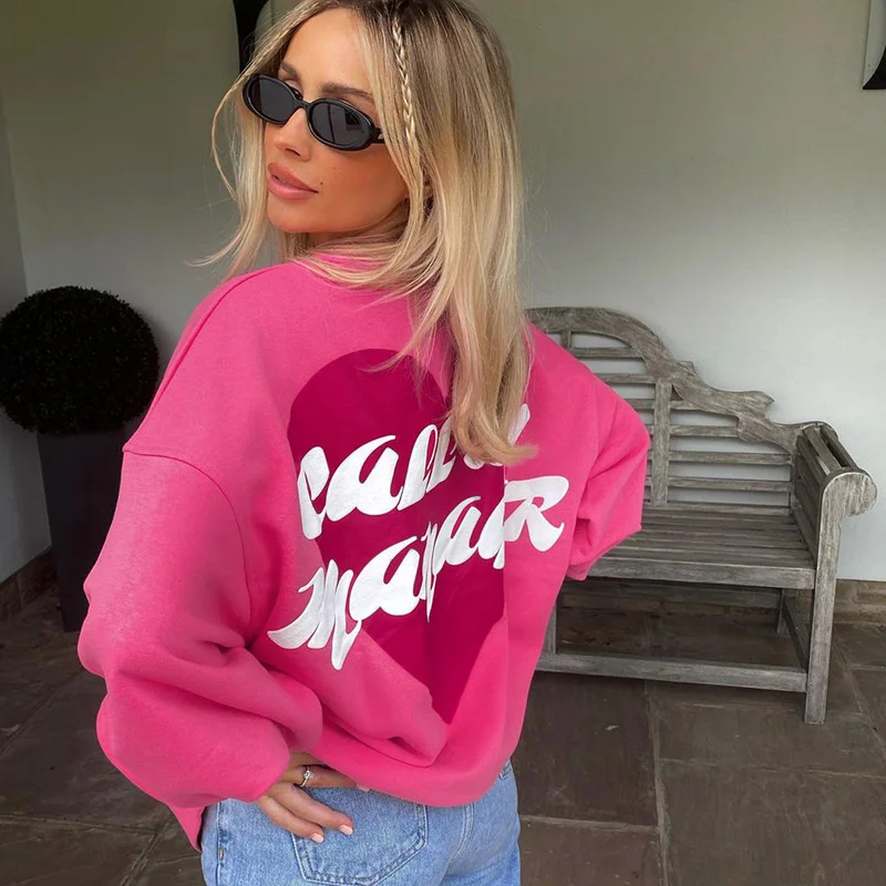 

Толстовка Женская свободного покроя с принтом Ins, в японском стиле Харадзюку, модная Свободная Толстовка Оверсайз с круглым вырезом и принт...