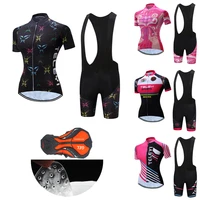 free shipping 2022 female cycling clothing summer bicycle jersey set bib shorts women road bike clothes mtb uniform dress suit