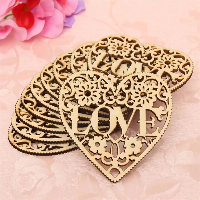 

80 мм * 80 мм 10 шт. в упаковке, резные аксессуары из натурального дерева Love, декоративные принадлежности для одежды Love, Свадебное Сердце Peach Bu K0q5