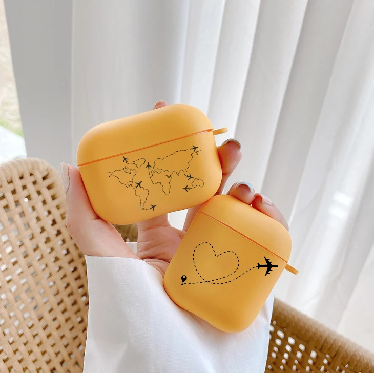 

Fashion World Map Travel Just Go color yellow TPU Bluetooth Earphone Airpods Cover for Airpods 2 Airpods1 Airpods pro Airpod 3