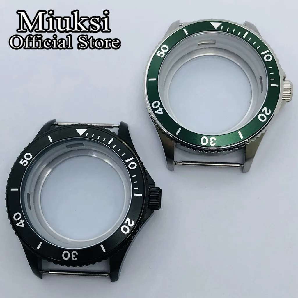 

Miuksi 40mm silver black PVD watch case sapphire glass fit NH35 NH36 ETA 2836 Miyota 8205 8215 821A Mingzhu DG2813 3804 movement