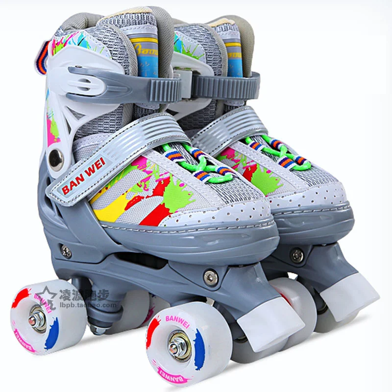

Girls Boy Kids Child Adjustable Quad Roller Skates Shoes Sliding Sneakers 4 Wheels 2 Row Line Outdoor Skates Shoes For Beginner
