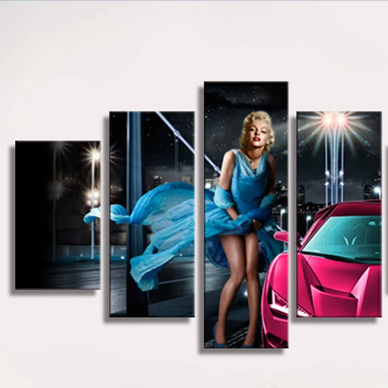 

5 Piece Modern Mary Monroe Spray Painting Living Room Murals Entrance Bedroom Corridor Body Art Decorative Poster Printing