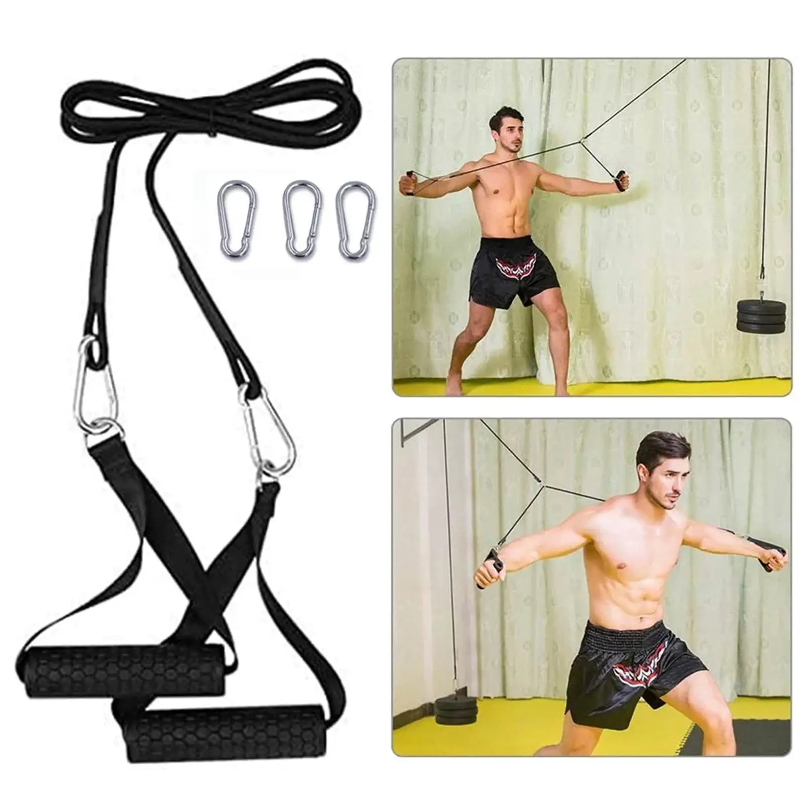 

Fitness Exerciser Workout Belt Grips Heavy-duty Cable Pulley Handles Equipment Strength Hanging Training Strap Exercise Handles