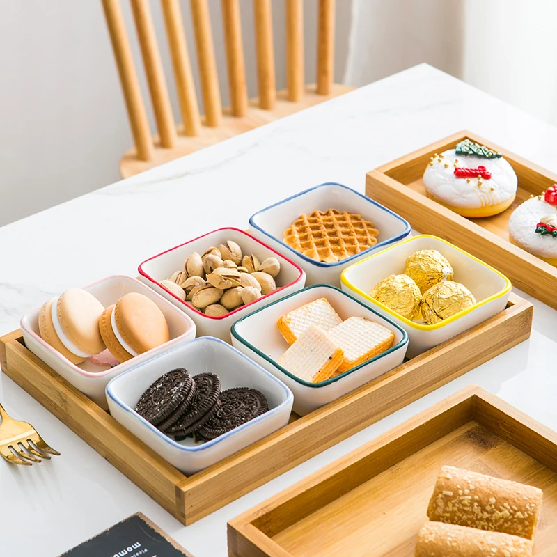 

Free Combination Fruit Salad Snack Dessert Plate Candy Dish Creative Ceramic Wooden Serving Platter