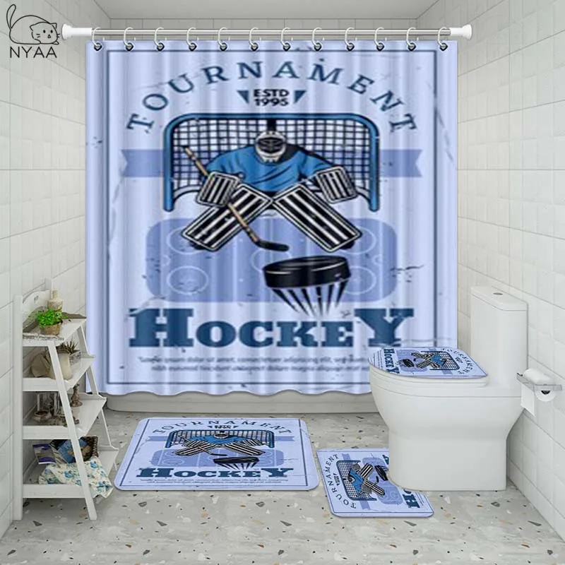 Vixm США хоккейная Ванная комната Водонепроницаемая душевая занавеска набор с