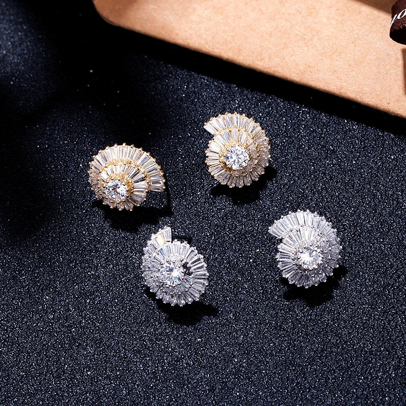 Модные минималистичные серьги сверкающие и креативные женские Спиральные