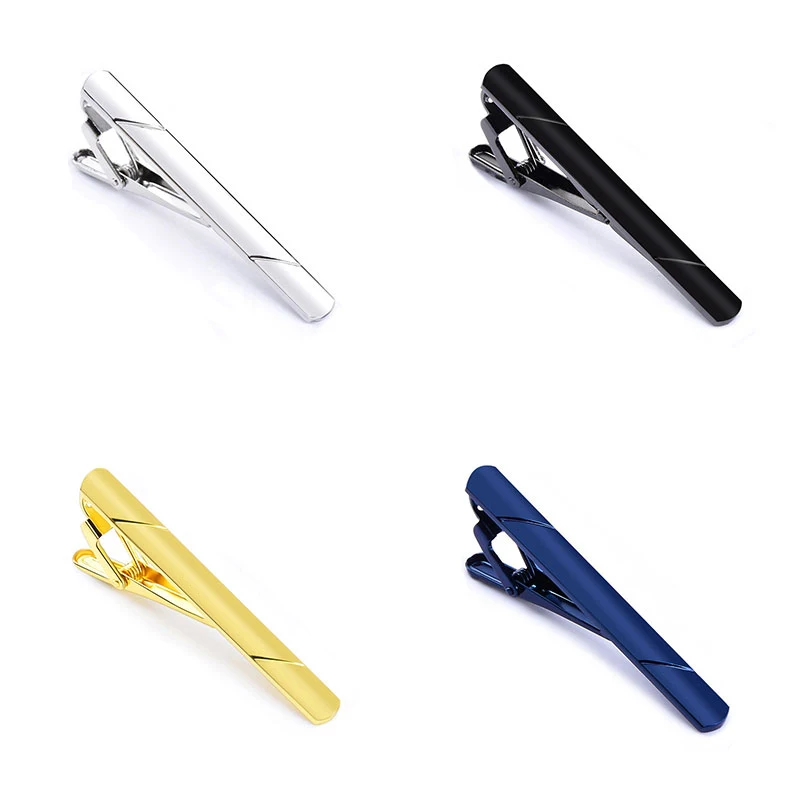1 шт Красочные зажим для галстука мужчин Металл Серебро Золото Синий простой бар