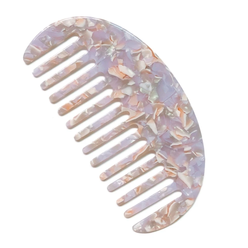 

French Wide Tooth Pocket Hair Comb Marble Leopard Pattern Acetate Anti-Static Detangling Hairbrush Hairdressing Tool