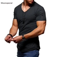 2020 new summer cotton mens tshirt casual v neck short sleeve t shirt men fashion fitness streetwear tshirt 5 colors 3xl