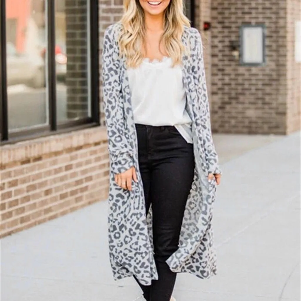 Женский кардиган осеннее пальто 2019 модные кардиганы с леопардовым принтом