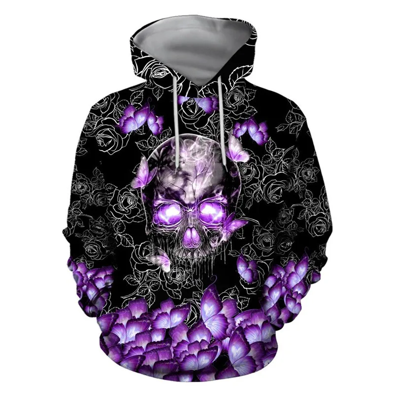 

Newest Purple Butterfly and Skull 3D full body stampa unisex lusso felpa con cappuccio da uomo felpa con cerniera pullover