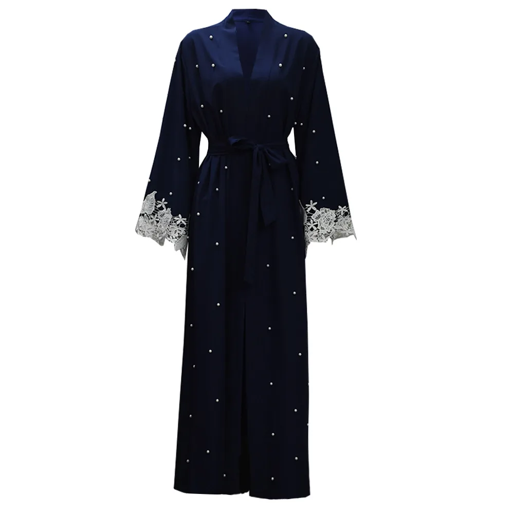 

Arab Muslim Abaya Dress Caftan musulman Jubah Lace Beading Lace-up abayas for Women Islamic Clothing Long Robe Hijab Dresses