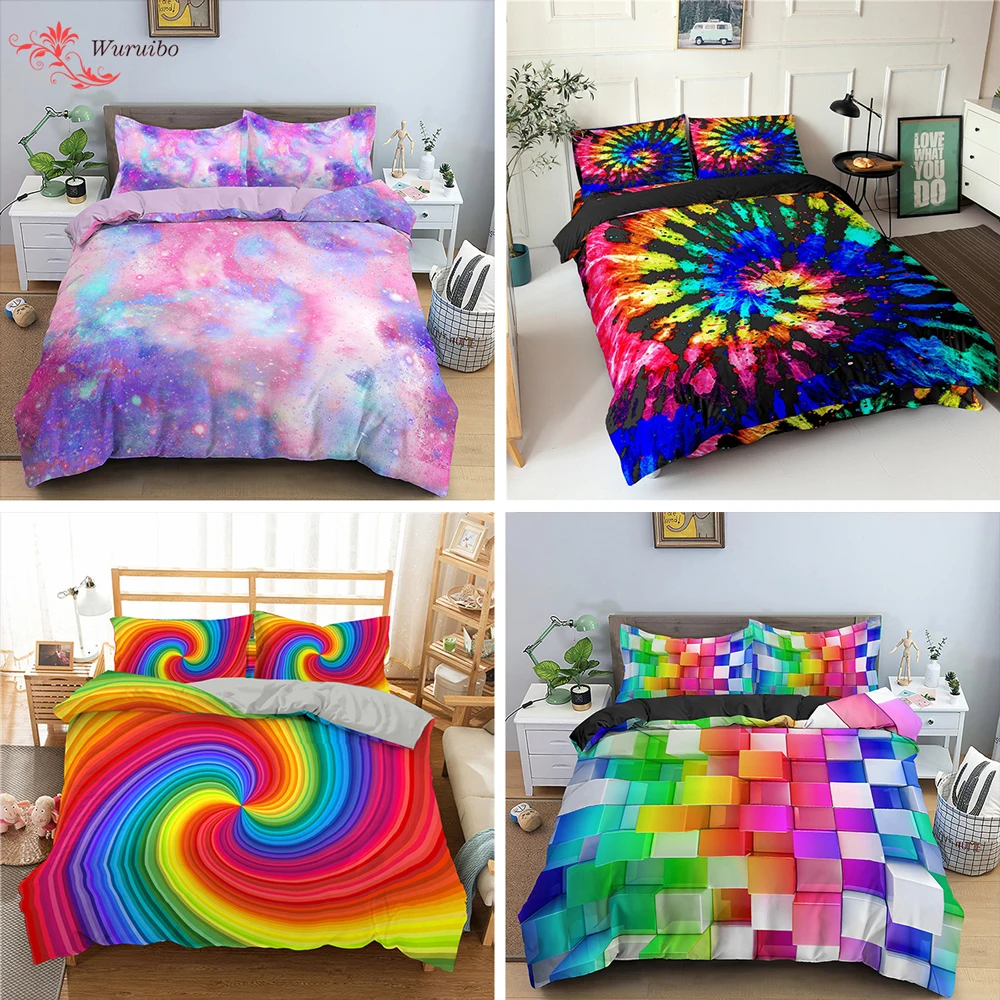 

3D Psychedelic Honeycomb Bedding Sets Twin/Full/Queen/King Tie Dye Duvet Cover Pillowcase Bed Cover 2/3pcs Bed Sets Bedclothes