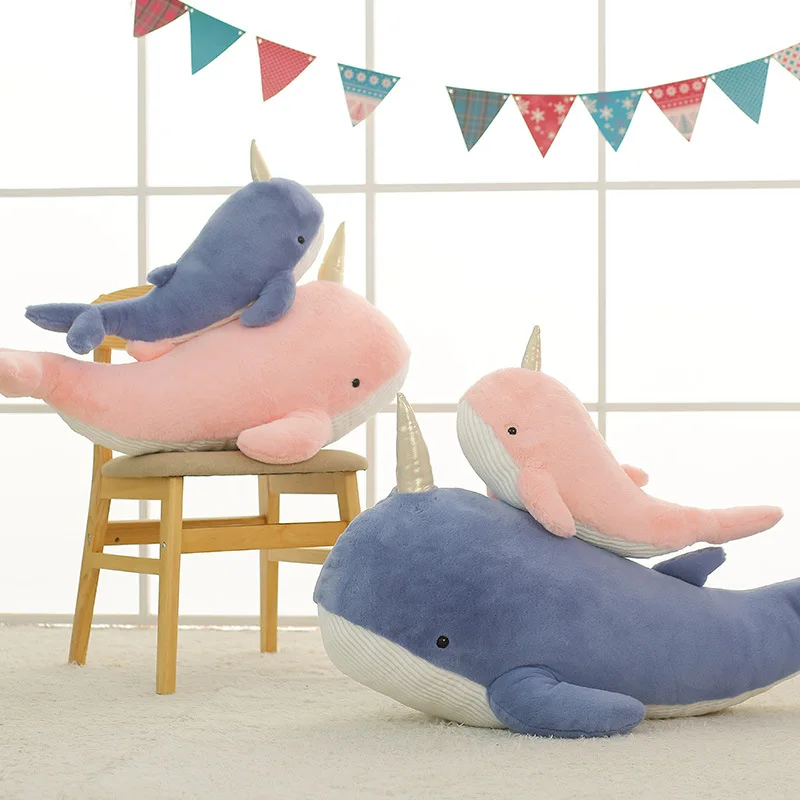 

New Plushies Narwhals Pillow Soft Lovely Sea Anime Dolphin Stuffed Doll Bed Sleeping Large Plush Toys Birthday Gifts