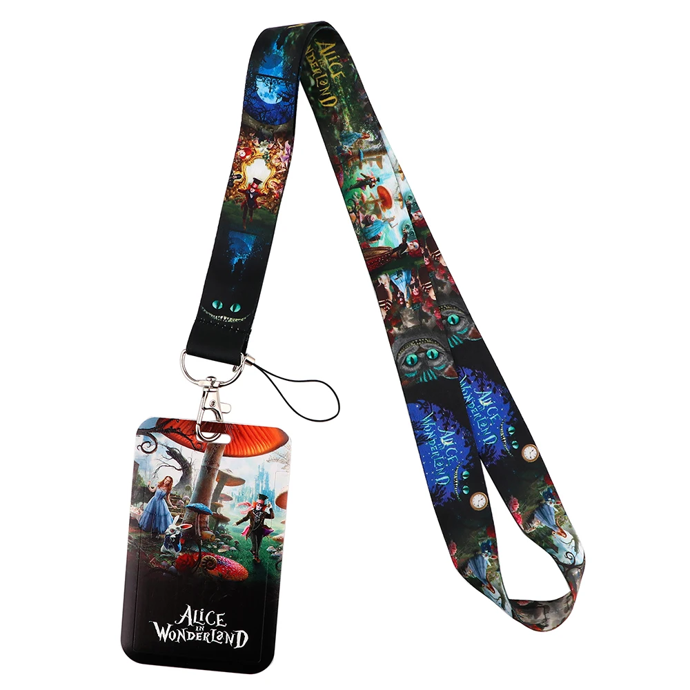 YQ251 3D Alice in Wonderland Lanyard Phone Rope Cat Keychain for Key ID Card Badge Holder Neck Strap Cord Hang Rope Lariat Gift images - 6