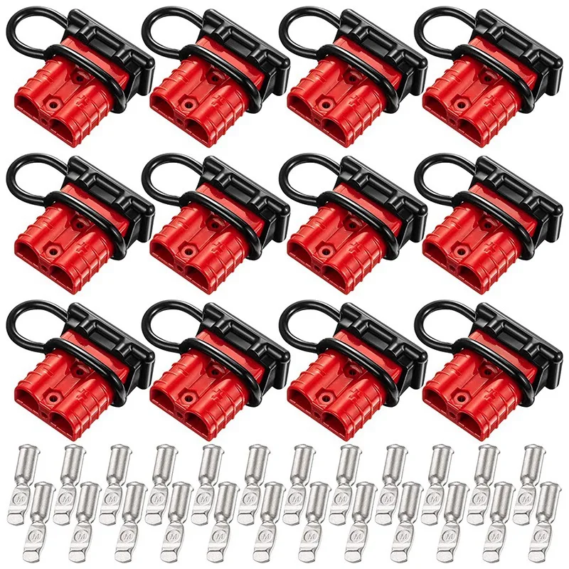 

12 Pcs Red 6-10 Gauge Battery Quick Connector 50A 12-36V Battery Quick Disconnect Wire Harness Plug Kit for Motor