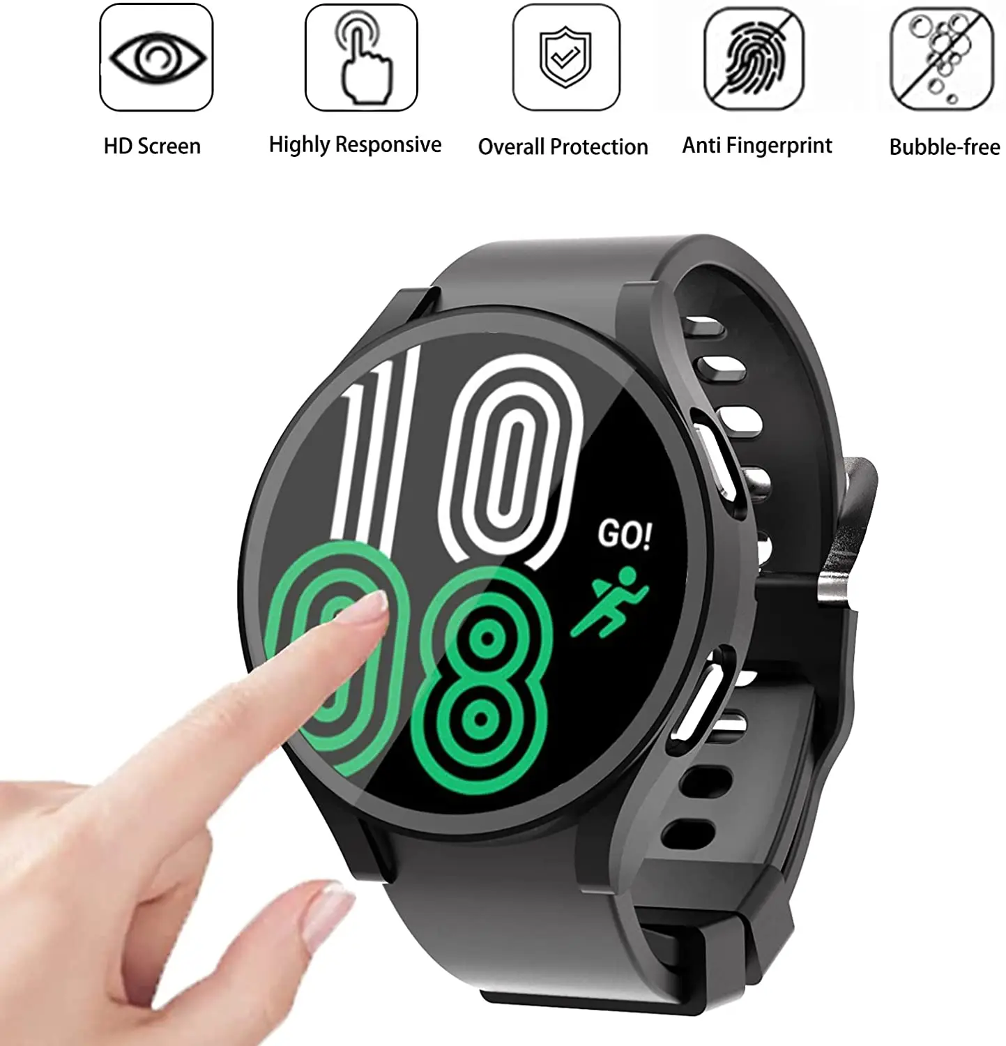 Watch Cover+Tempered Glass Screen Protecto for Samsung Galaxy Watch 4 40MM 44MM, Clock Protection Case for Galaxy Watch 4