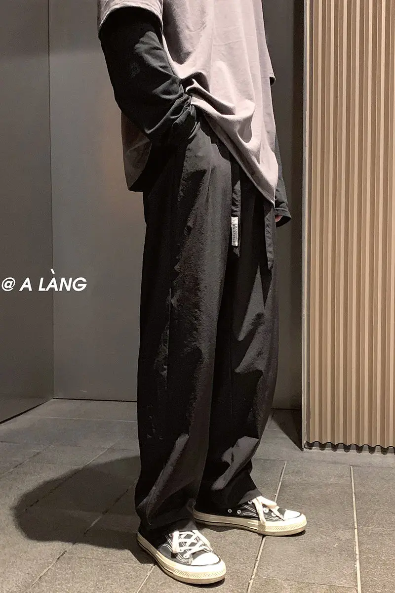 

2020 Spring And Autumn New Youth Popular Korean Solid Color Loose Fall Drawstring Trousers Fashion Casual Straight Pants M-2XL