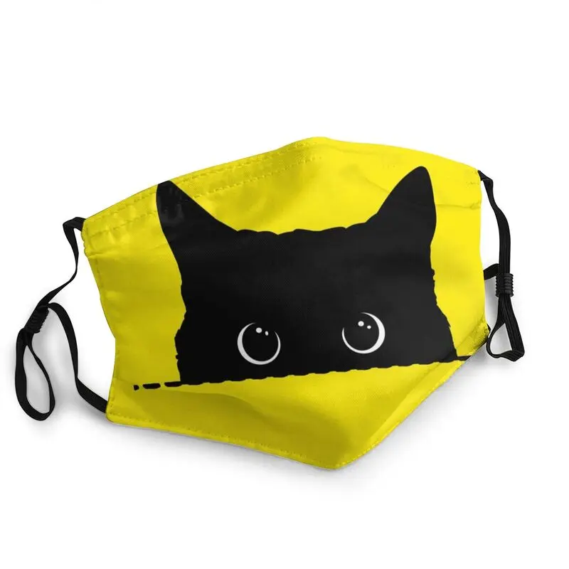 

Black Cat Peeking Mask Non-Disposable Adult Cartoon Meow Mouth Face Mask Anti Dust Haze Protection Cover Respirator Mouth-Muffle