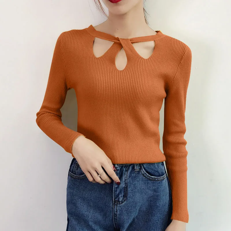 Mode femme automne hiver, женские свитера и пуловеры, зимний Одноцветный свитер с воротником-хомутом и бабочкой, женские блузы, топы 0274