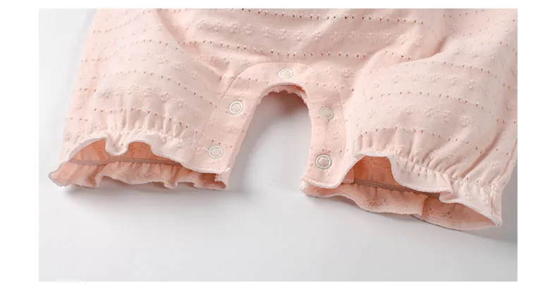 Leapparel/Летний дышащий хлопковый комбинезон с короткими рукавами и цветочным принтом для новорожденных и маленьких девочек 0-12 месяцев