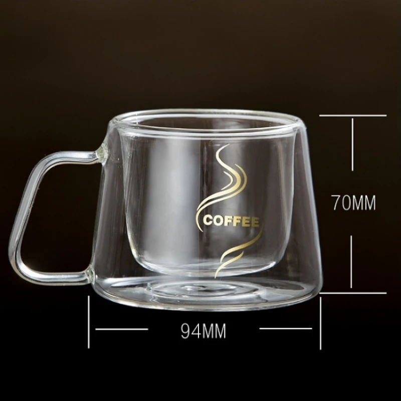 Стеклянная чашка с двойным дном 200 мл кофейная стеклянная кружка двойными