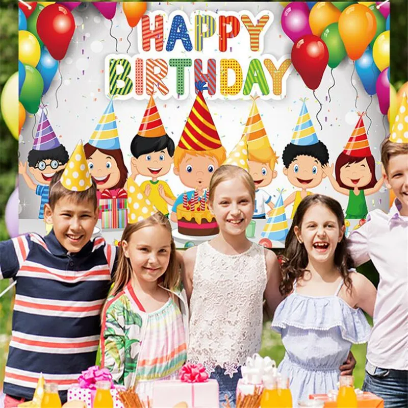 

Happy Birthday Party Decoration Background Cloth Banner Hanging Flag One Newborn Baby Shower Unicorn Party Mermaid Party Theme
