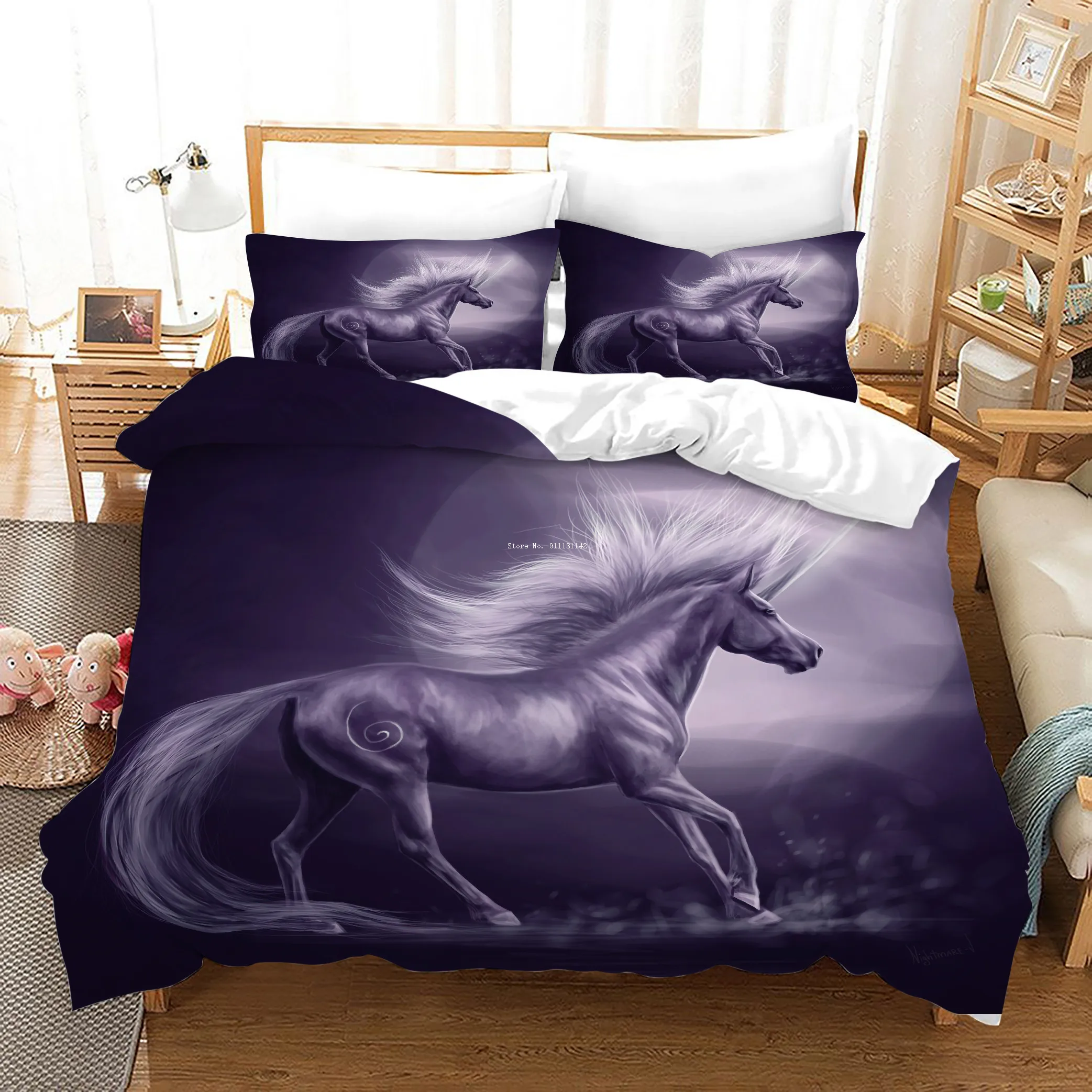 Deluxe Unicorn Printed Bedding 3D Duvet Cover Boys & Girls Bedroom Decoration Bedding Home Textiles 2/3 Pieces