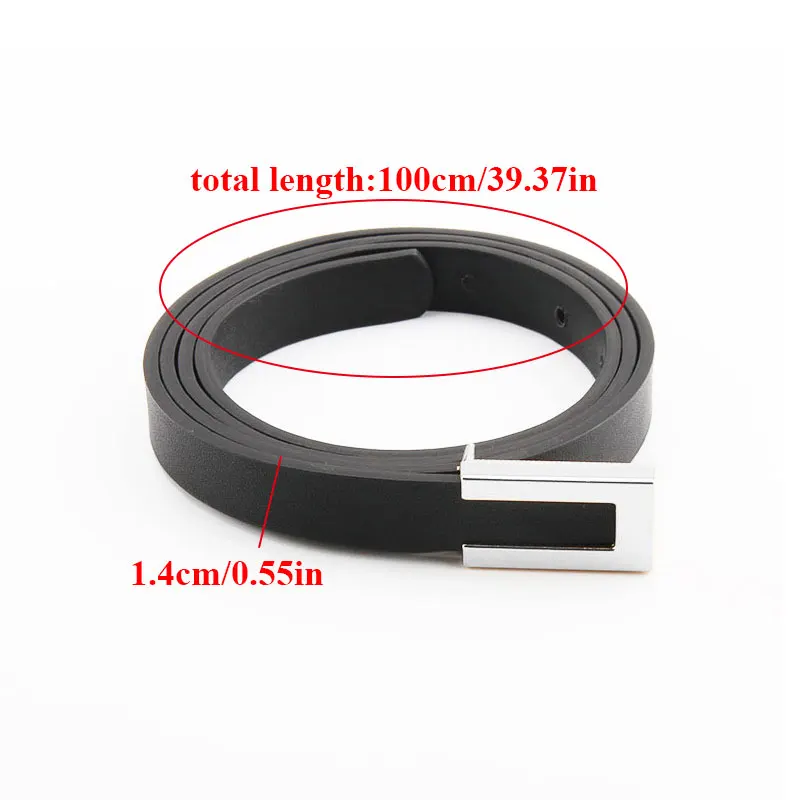 

Women PU Leather Belts Pure Color Thin Skinny Waistband Adjustable Belt New Arrival Simple Fashion Snap Buckle Thin Belt