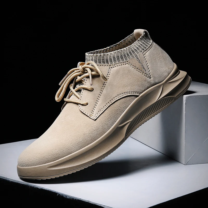 

Мужские кроссовки для бега, мягкая и удобная повседневная обувь из свиной кожи, резиновая нескользящая износостойкая спортивная обувь