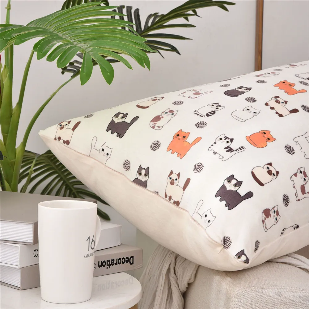 Cartoon Short Plush Long Pillowcase Plants Animals Pattern Bedroom Decor Hugging Body Pillow Cover Double Sleeping Case | Дом и сад