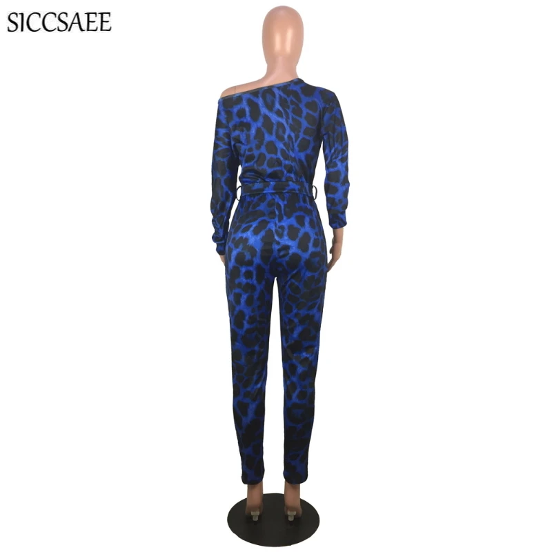 

Off Shoulder Slash Neck Leopard Printed Rompers Womens Jumpsuit Long Pants With Sashes Bodycon Bodysuit Sexy One Piece Overalls