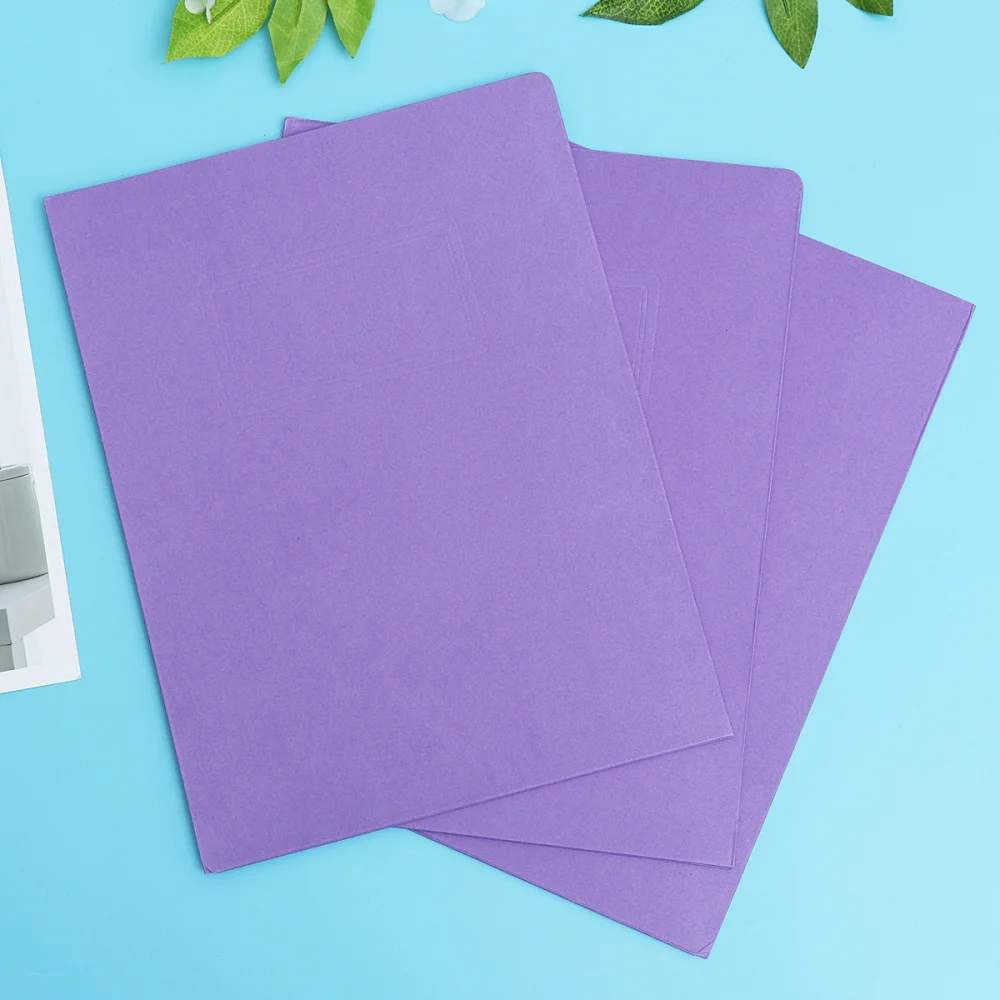 

12Pcs A4 2Pockets Kraft Paper File Folder Brown Holder Document Folder Office Project File Presentation Folder (Purple)