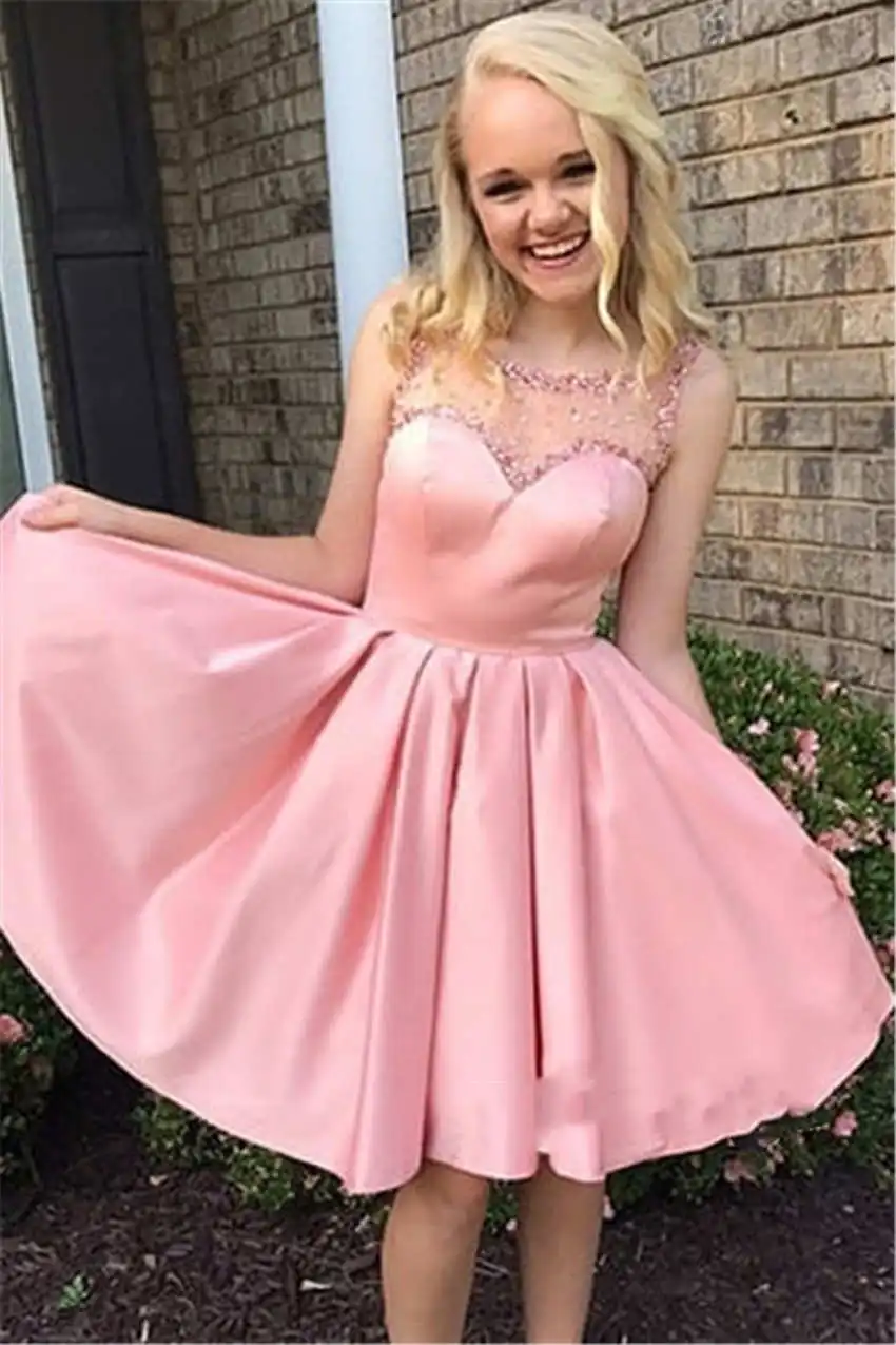 Женское выпускное платье розовое кружевное с аппликацией воротник Прозрачное