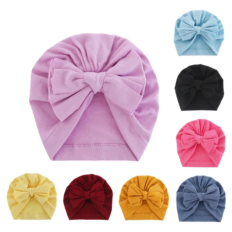 

Детская шапка-тюрбан, однотонные хлопковые шапки для новорожденных девочек, облегающие шапки, детские шапки, реквизит для фотосъемки младе...