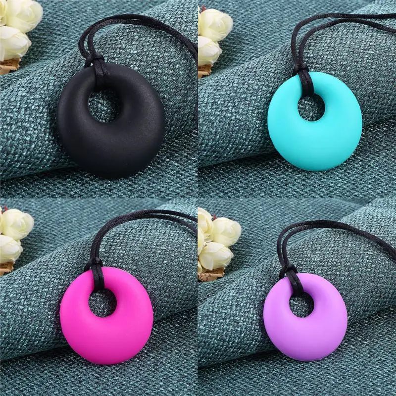

Sensory Chew Necklace for Boys Girls Adults, 2 Pack Silicone Chewy Pendant Jewelry for Autism, ADHD