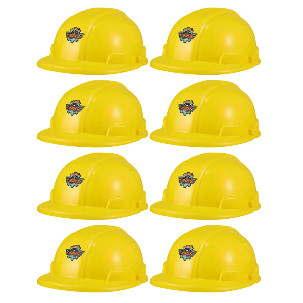 

8pcs Engineering Hats Children Role-play Equipment Construction Site Hat Yellow