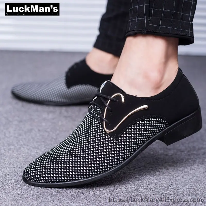 LuckMan 2019 весенние мужские Туфли под платье дизайнер бизнес мужская повседневная
