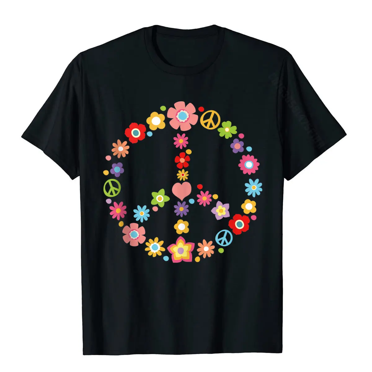 PEACE SIGN LOVE Flower 60s 70s Tie Dye Hippie Costume Gift Basic Top Top T-Shirts For Men Comics Tops Shirt Classic Cotton