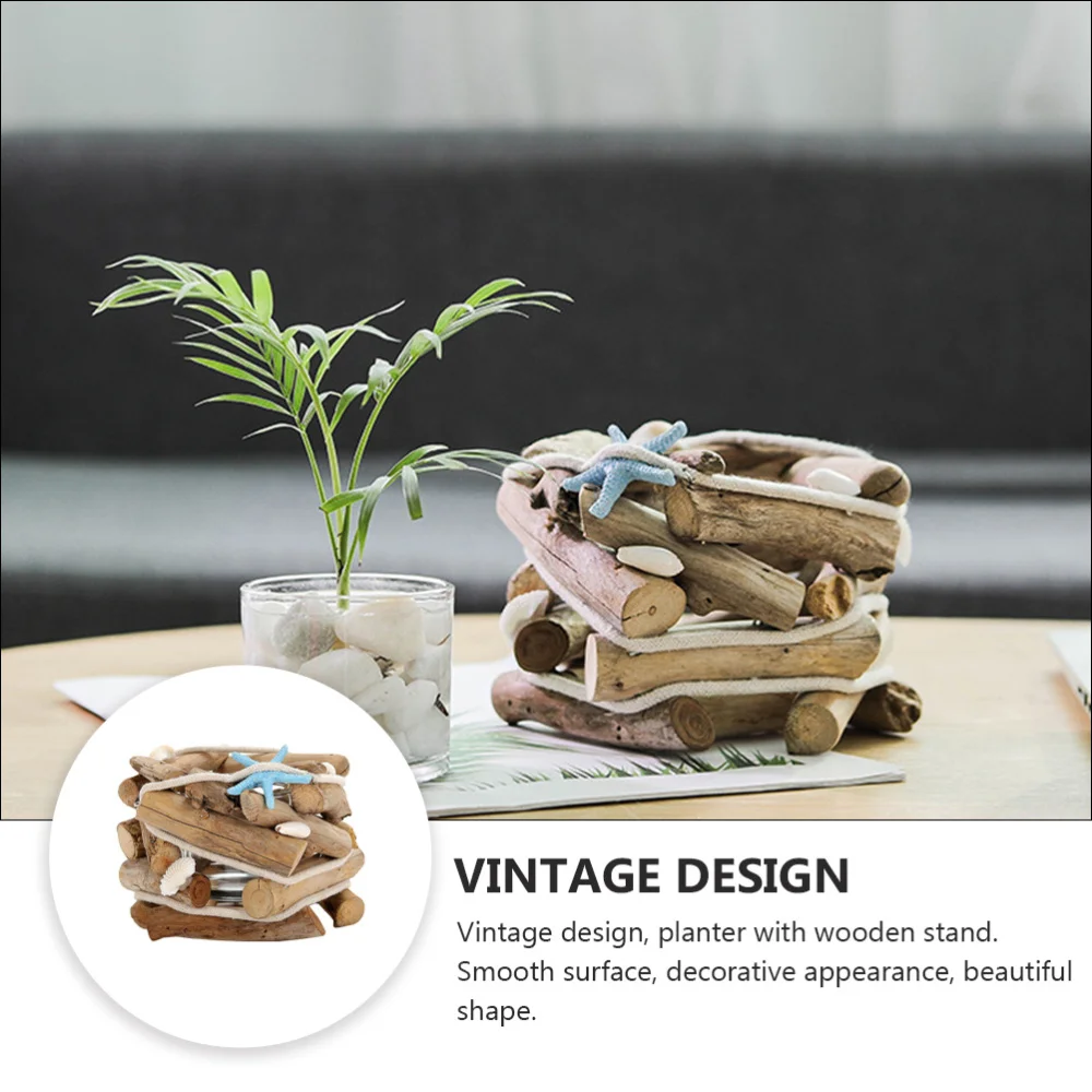 

Desktop Ornament Wood Planter Holder Creative Exquisite Hydroponic Plant Pot
