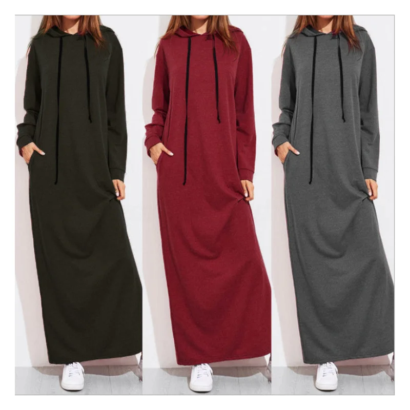 

Женский пуловер с капюшоном, Повседневное платье-свитер средней длины с высокой талией, весна-осень 2021