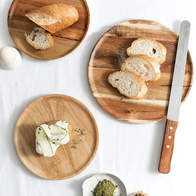 Деревянная твердая закуска из акации круглая тарелка торт фруктовое блюдо