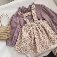 teenmiro spring children baby girl clothes newborn infant floral dress toddler condole belt skirt child purple long sleeve tops