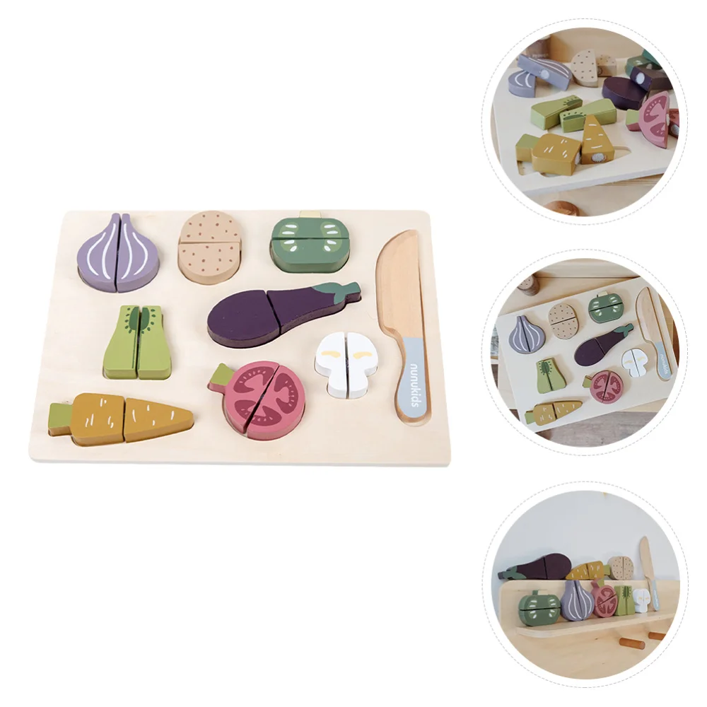 

1 Set Vegetable Cutting Toys Wooden Vegetable Food Play Set Pretend Play Kit