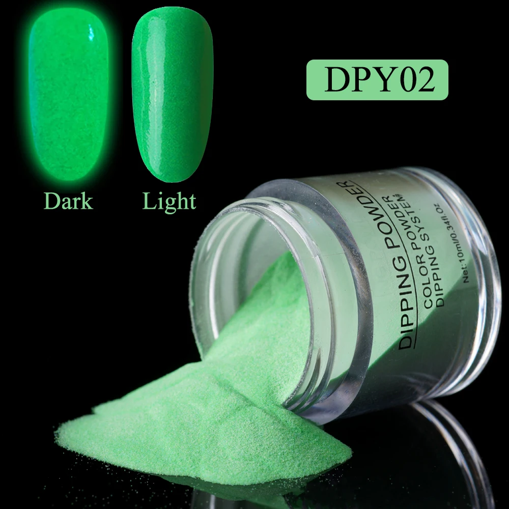 DPY-02 YAYOGE 10 цветов светящийся порошок для ногтей Блеск для ногтей светится в темноте погружающийся порошок светящийся порошок DIY Дизайн ногтей - Цвет: DPY-02