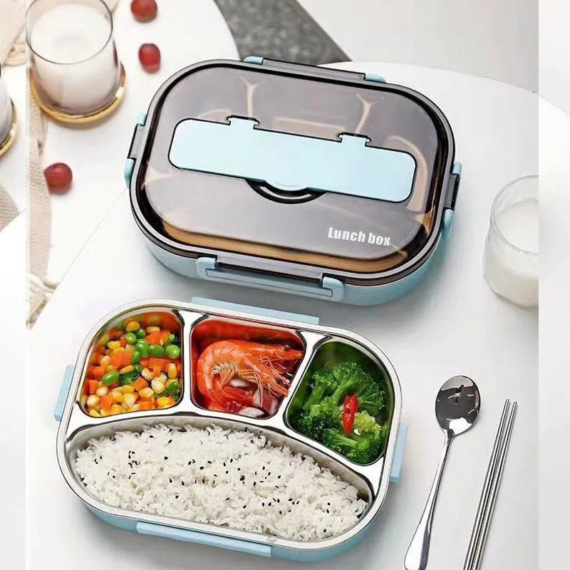 

304 Stainless Steel Insulated Lunch Boxes Square Students Plastic Gift Food Container Bento Storage Kids Cute Bread Electric