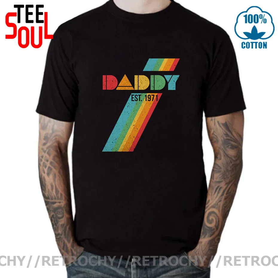 Retrochy Vintage Daddy Est. Мужская футболка в стиле ретро коллекция 197-го года подарок на