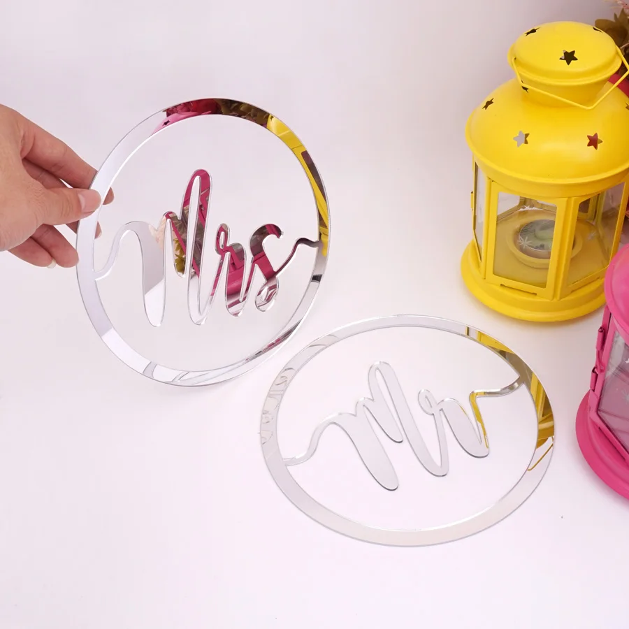 1 комплект акриловая зеркальная круглая рамка Mr Mrs свадебные стулья для вечеринки
