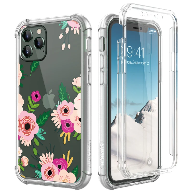 Прозрачный чехол из ТПУ с цветами для iphone 11 Pro Max Жесткий Чехол силиконовые